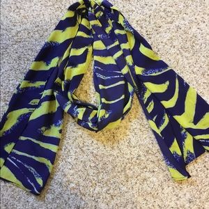Blue and Lime Green Skinny Scarf